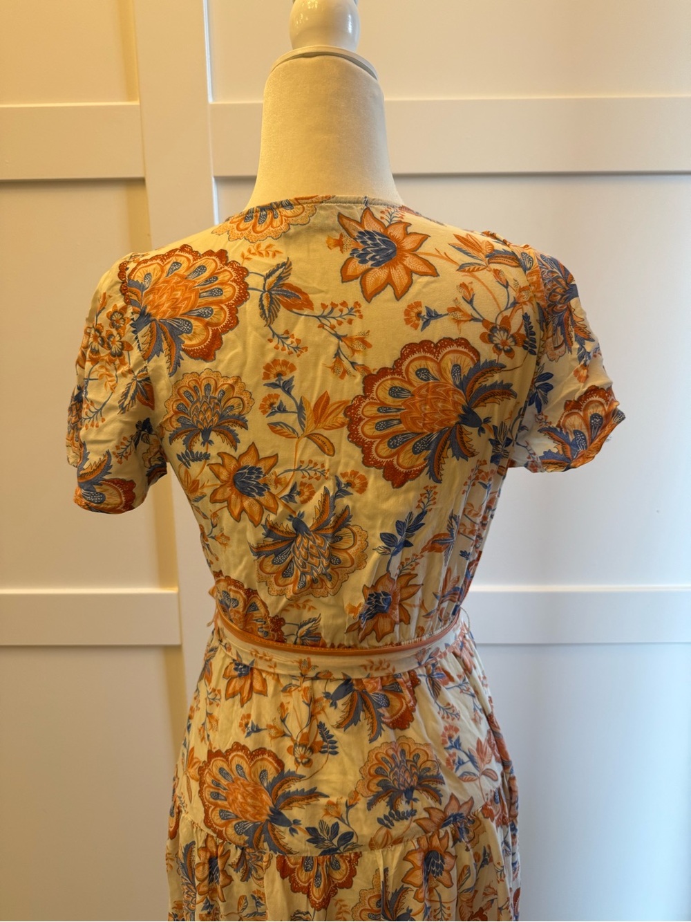 Boho Wrap Maxi Dress Floral Tie Waist Cottagecore Festival Midi Size M - Picture 7 of 8